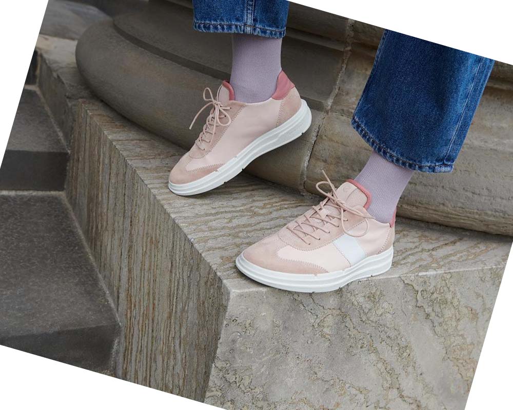 Női Ecco Soft X Retro-inspired Tornacipő Rózsaszín Rózsaszín Fehér | HU 253ZUT